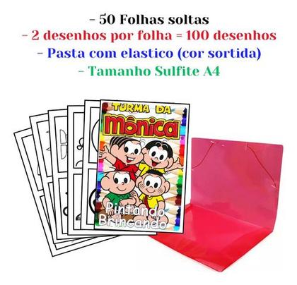 Imagem de 100 Desenhos Turma Da Mônica Para Colorir E Pintar 50 Folhas Avulsas A4! 2 Desenhos Por Folha!