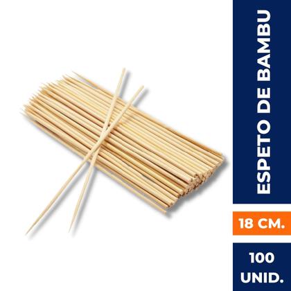 Imagem de 100 Espeto Vareta De Espetinho Churrasco Bambu 18 Cm