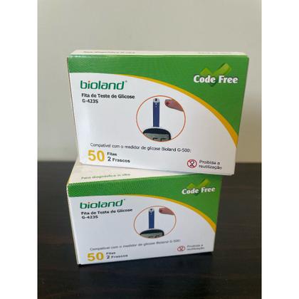 Imagem de 100 fitas para medir glicose Bioland Para medidor G500 / G425S