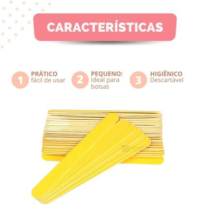 Imagem de 100 Lixas De Unha Mini Descartáveis Manicure Pedicure 8 Cm