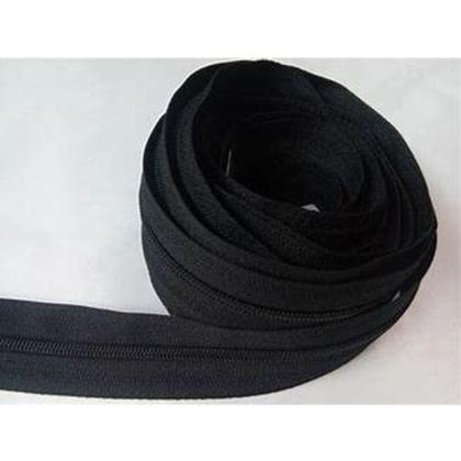 Imagem de 100 Metros De Zíper Nylon  Preto - Número 3 Com 100 Unidades De Cursor Prata