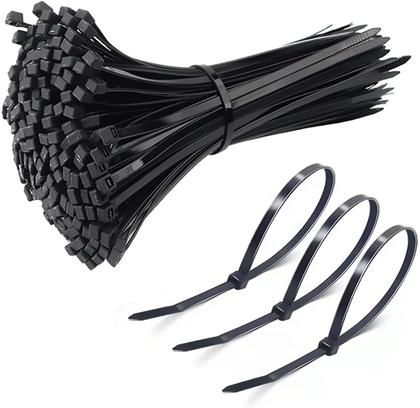 Imagem de 100 Pack Nylon Cable Ties Black, 250mm X 3.6mm Premuim Plastic Self-Locking Tie Wraps Strong Heavy Duty Zip Ties with 40lb Tensiony Strength Wire Ties for Home DIY Garden Plants Bicycle Repair Office