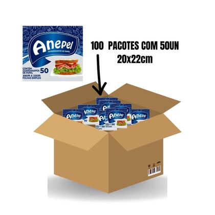 Imagem de 100 Pct C/50un Guardanapo Papel 20x22cm Branco Folha Simples