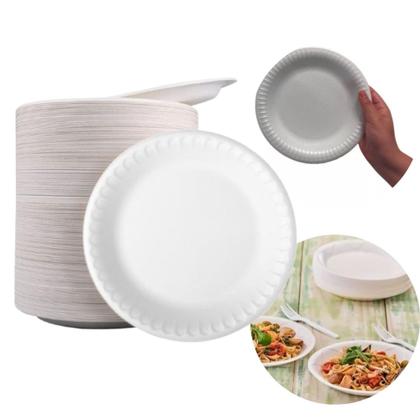 Imagem de 100 Pratos De Isopor Descartável Refeição Churrasco 23cm
