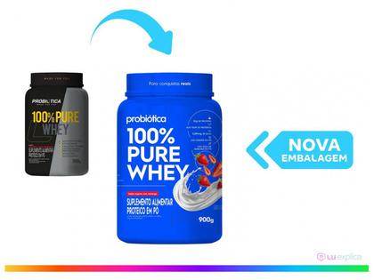 Imagem de 100% Pure Whey Pote 900g Probiotica Whey Concentrado Bcaa