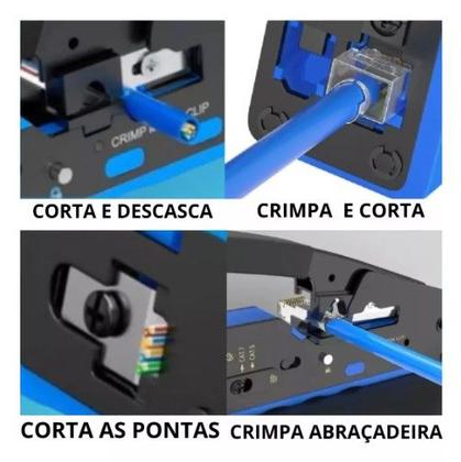 Imagem de 100 Rj45 Ez  Alicate Crimpar Cabo Rede Cat5/6/7 Vazado Kit
