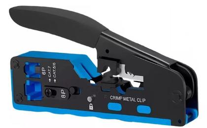 Imagem de 100 Rj45 Ez  Alicate Crimpar Cabo Rede Cat5/6/7 Vazado Kit