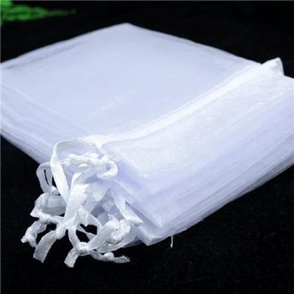 Imagem de 100 Saquinhos De Organza 12X18 Cm Branco Fita Cetim