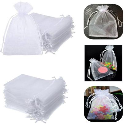 Imagem de 100 Saquinhos Organza, Sacos Brancos 15x20 Cm ideal para Lembrancinhas