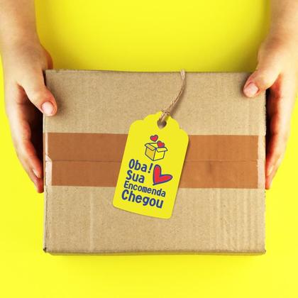 Imagem de 100 Tag Etiqueta Encomenda Delivery Oba Sua Encomenda Chegou