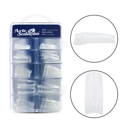 Imagem de 100 Tips Unhas Postiças Transparentes Bailarina Com Degrau