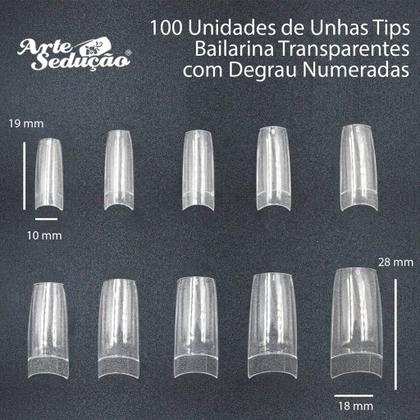 Imagem de 100 Tips Unhas Postiças Transparentes Bailarina Com Degrau