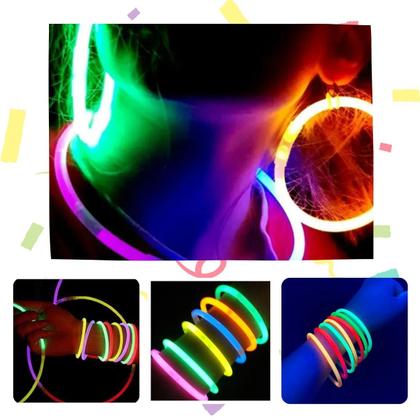 Imagem de 100 un Pulseira Neon Adereços Balada Fluorescente Festa Led