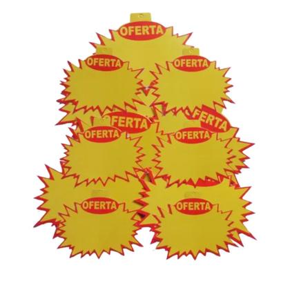 Imagem de 100 Uni Cartaz Placa Oferta Promoção Splash Amarelo Comércio Supermercado 13x11cm