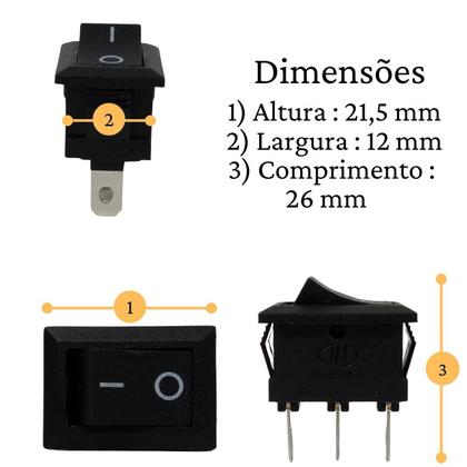Imagem de 100 Unid Chaves Gangorra Kcd1-102 Preta On Off 2P 3T Abajur Interruptores TikTak Botão Start Stop Liga Desliga Para Leds