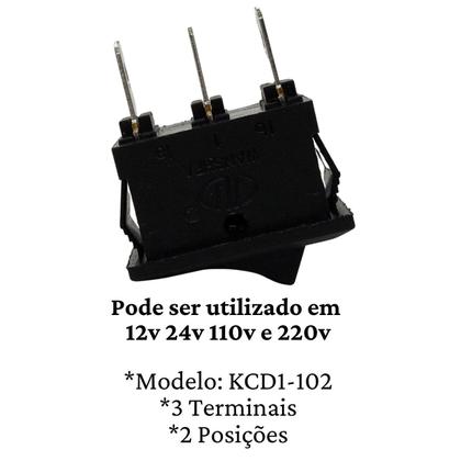 Imagem de 100 Unid Chaves Gangorra Kcd1-102 Preta On Off 2P 3T Abajur Interruptores TikTak Botão Start Stop Liga Desliga Para Leds