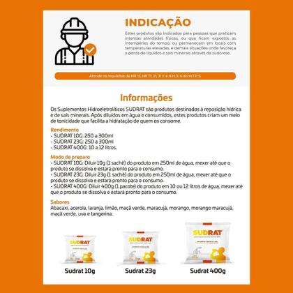 Imagem de 100 Unid Repositor Isotônico Em Pó Sudrat 10g Hidratação