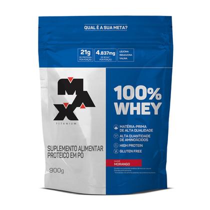 100% Whey Max 900g Refil - Max titanium WHEY Concentrado Imagem de 100% Whey Max 900g Refil - Max titanium WHEY Concentrado