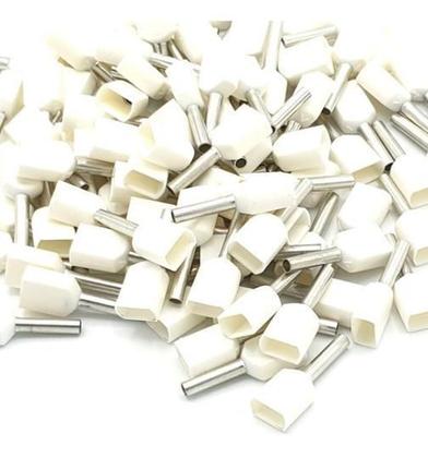 Imagem de 100 X Terminal Conector Tubular Ilhós Duplo 0,5Mm Branco