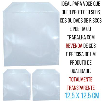 Imagem de 1000 Envelopes Plástico Transparente Liso Saquinho Embalar Mídia Cd/dvd Com Aba Sem Cola 12,5x12,5cm