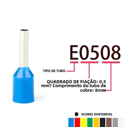 Imagem de 1000 Peças de Virolas Isoladas para Conector de Fio - Bloco Terminal e Conector de Crimpagem