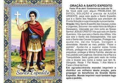 Imagem de 1000 Santinho Santo Expedito sem Propaganda (oração no verso) - 7x10 cm