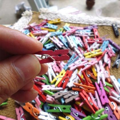 Imagem de 1020 Mini Pregador Prendedor Madeira 2,5Cm Organizador Clip