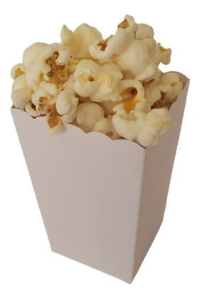 Imagem de 10,25,50,100,500 Embalagens de Pipoca Branco 6cm x 6cm x 12cm com encaixe