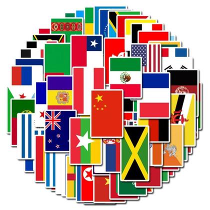 Imagem de 104 Adesivos Bandeiras Países Stickers Decoração Viagem País