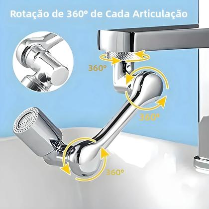 Imagem de 1080 graus Extensor De Torneira Universal Rotativo 2 Peças Braço Robótico Em ABS Para Pia De Banheiro