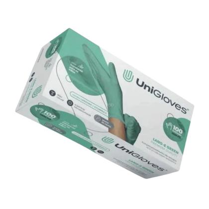 Imagem de 10cxs luvas proced látex s pó lano-e unigloves verde 100un