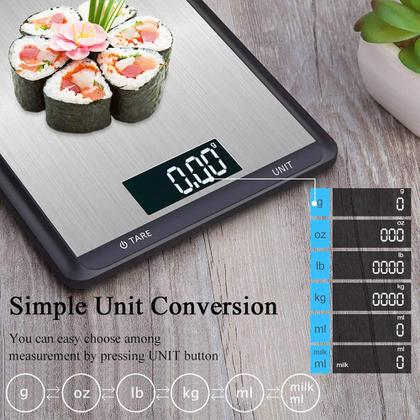 Imagem de 10kg digital Cozinha Balança alimentar equilíbrio eletrônico multifunção de aço inoxidável Ferramenta de medição de peso LCD Electronic Gram Escala Escalas de cozinha