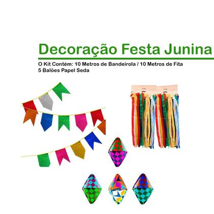 Imagem de 10m Bandeirinhas e Balões para Festa Junina Kit Completo