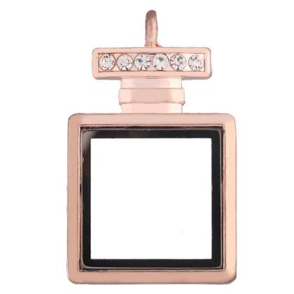 Imagem de 10pcs Perfume Bottle Plain Square Open Photo Photo Memory Alloy Magnetic Glass Lockets Joias para encantos flutuantes Mulheres Joias Pingentes