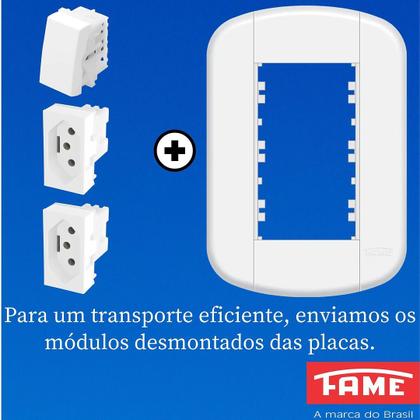 Imagem de 10un Interruptor Simples 16A e Tomada Dupla Padrão 2P+T 20A Com Placa Blanc Mais FAME