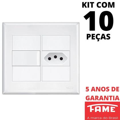 Imagem de 10un Interruptor Simples 16A e Tomada Padrão 2P+T 20A Com Placa Evidence FAME