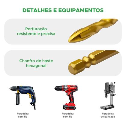 Imagem de 10X Broca De Torção Triangular 10Mm - Estojo Profissional