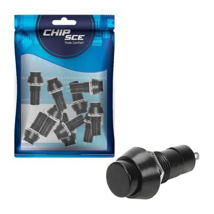 Imagem de 10x Chave Push Button 2 Terminais Com Trava Psd-11a Preto