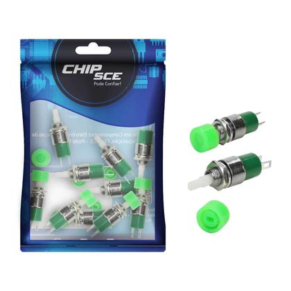 Imagem de 10x Chave Push Button 2 Terminais N/A Sem trava Ds-323 Verde