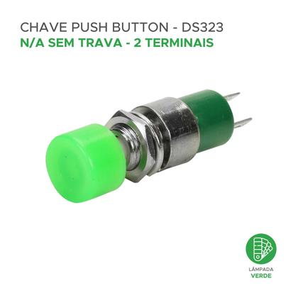 Imagem de 10x Chave Push Button 2 Terminais N/A Sem trava Ds-323 Verde