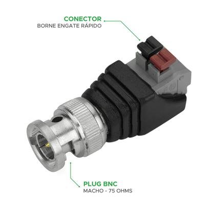 Imagem de 10X Conector Bnc Macho Borne Engate Rápido P/ Câmera De Cftv