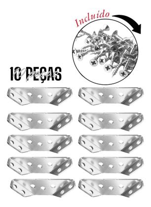 Imagem de 10x Conector De Canto De Aço Cor Inox Para Móveis Universal