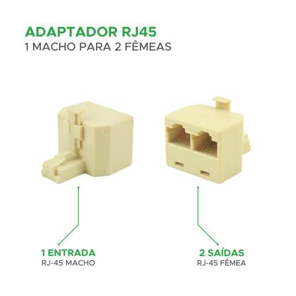 Imagem de 10x Conector Duplicador Cabo De Rede Rj45 2 Fêmea X 1 Macho