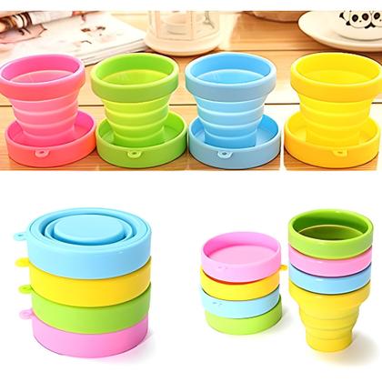 Imagem de 10x Copo Ecológico Retrátil Reutilizável Silicone 150ml Dobrável