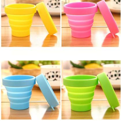 Imagem de 10x Copo Ecológico Retrátil Reutilizável Silicone 150ml Dobrável