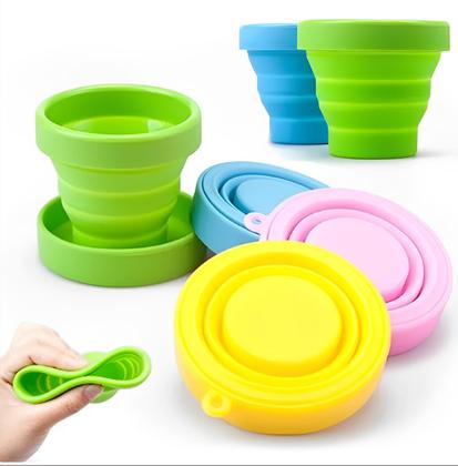 Imagem de 10x Copo Ecológico Retrátil Reutilizável Silicone 150ml Dobrável