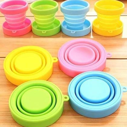 Imagem de 10x Copos Retrátil De Silicone Dobrável 150ml Ecológico