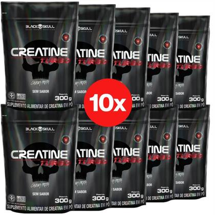 Imagem de 10x Creatine Turbo Monohidratada Black Skull 300g Sem Sabor