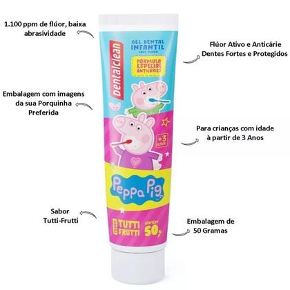 Imagem de 10x gel dental infantil peppa pig com fluor 50g -dentalclean