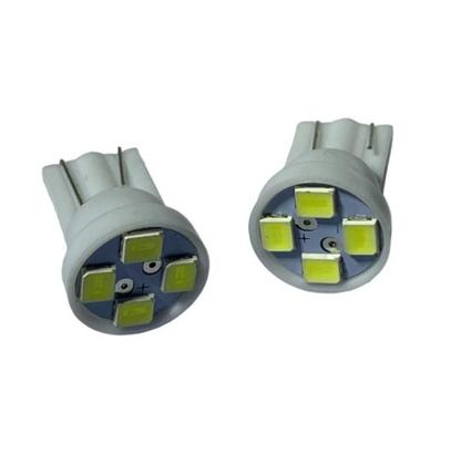 Imagem de 10X Lâmpada Automotiva T10 Cabeça Reta 4Led 12V Super Branca